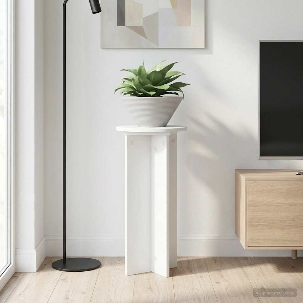 Plantenstandaard 2 pcs Wit Ø29,5 x 60 cm Bewerkt hout is nu te koop bij PeponiXL, paradijselijk wonen!