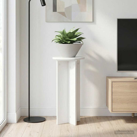 Plantenstandaard 2 pcs Wit Ø29,5 x 60 cm Bewerkt hout is nu te koop bij PeponiXL, paradijselijk wonen!