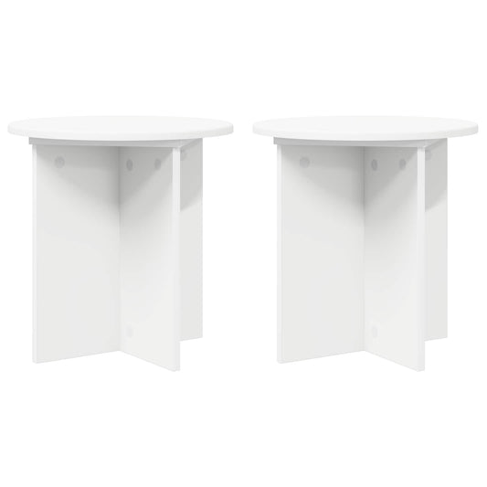 Plantenstandaard 2 pcs Wit Ø40 x 40 cm Bewerkt hout is nu te koop bij PeponiXL, paradijselijk wonen!