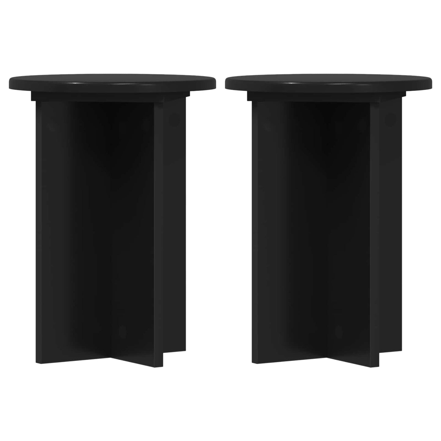 Plantenstandaard 2 pcs Zwart Ø29,5 x 40 cm Bewerkt hout is nu te koop bij PeponiXL, paradijselijk wonen!