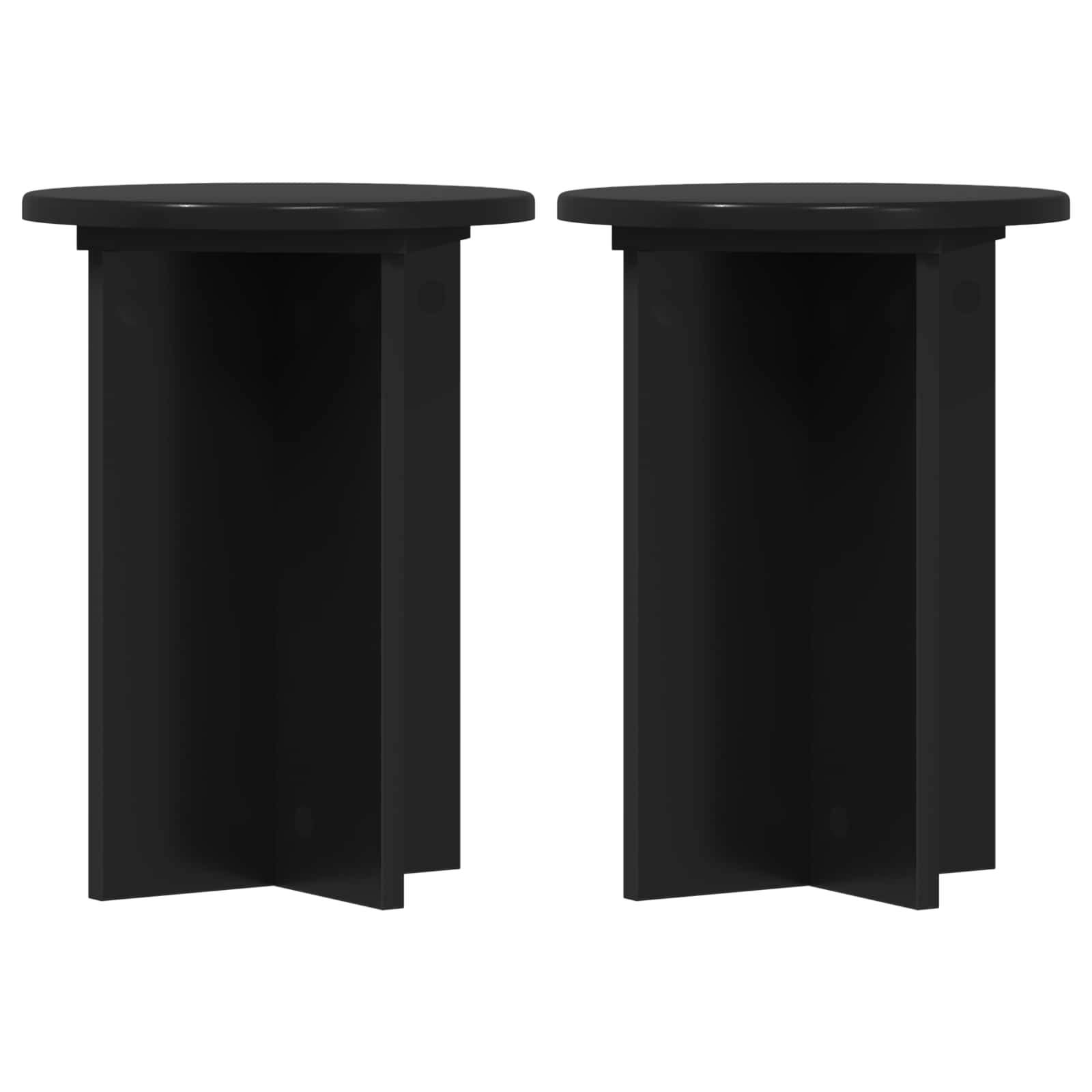Plantenstandaard 2 pcs Zwart Ø29,5 x 40 cm Bewerkt hout is nu te koop bij PeponiXL, paradijselijk wonen!
