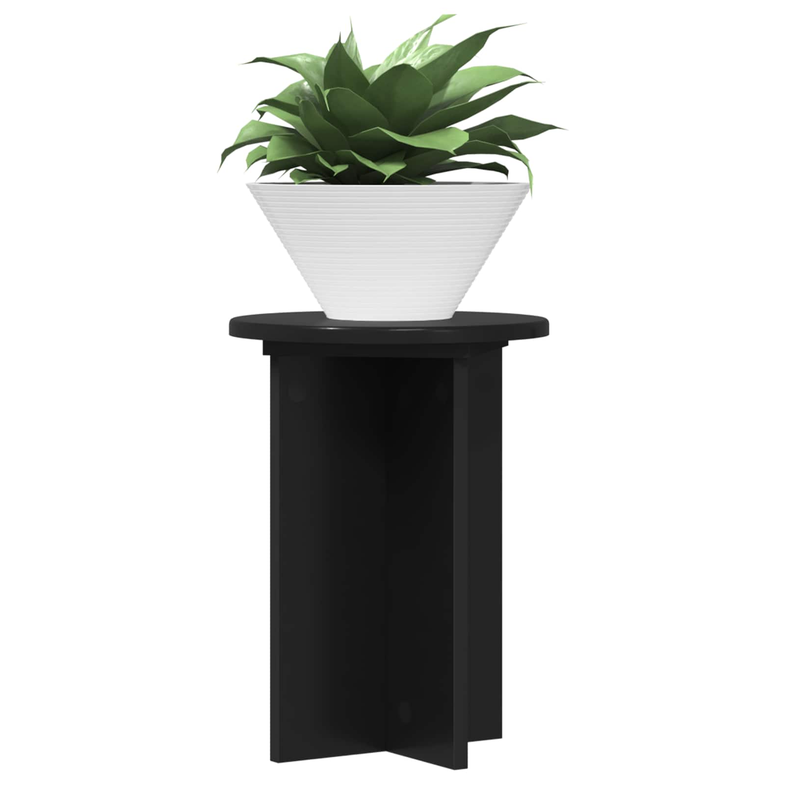 Plantenstandaard 2 pcs Zwart Ø29,5 x 40 cm Bewerkt hout is nu te koop bij PeponiXL, paradijselijk wonen!