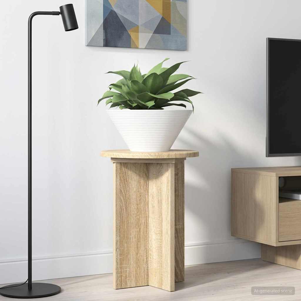 Plantenstandaard 2 pcs Sonoma Eiken Ø29,5 x 40 cm Bewerkt hout is nu te koop bij PeponiXL, paradijselijk wonen!