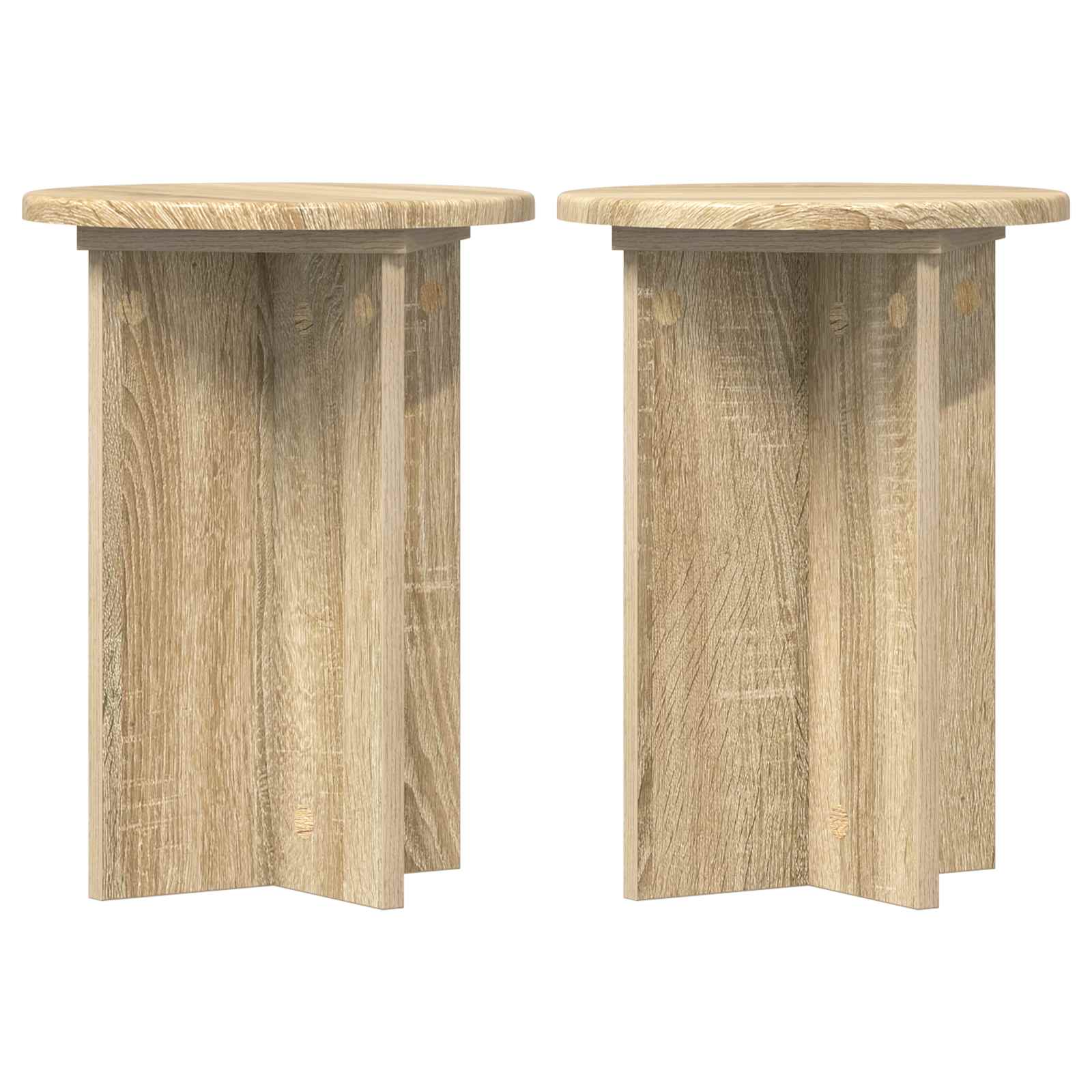 Plantenstandaard 2 pcs Sonoma Eiken Ø29,5 x 40 cm Bewerkt hout is nu te koop bij PeponiXL, paradijselijk wonen!
