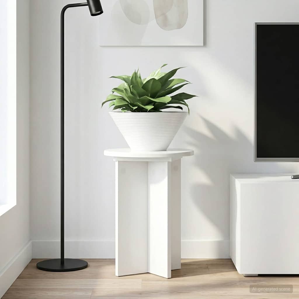 Plantenstandaard 2 pcs Hoogglans Wit Ø29,5 x 40 cm Bewerkt hout is nu te koop bij PeponiXL, paradijselijk wonen!