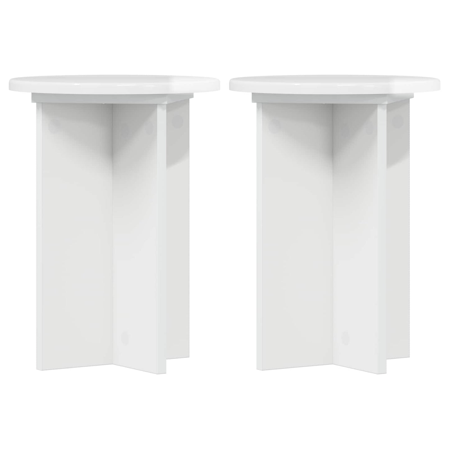 Plantenstandaard 2 pcs Hoogglans Wit Ø29,5 x 40 cm Bewerkt hout is nu te koop bij PeponiXL, paradijselijk wonen!