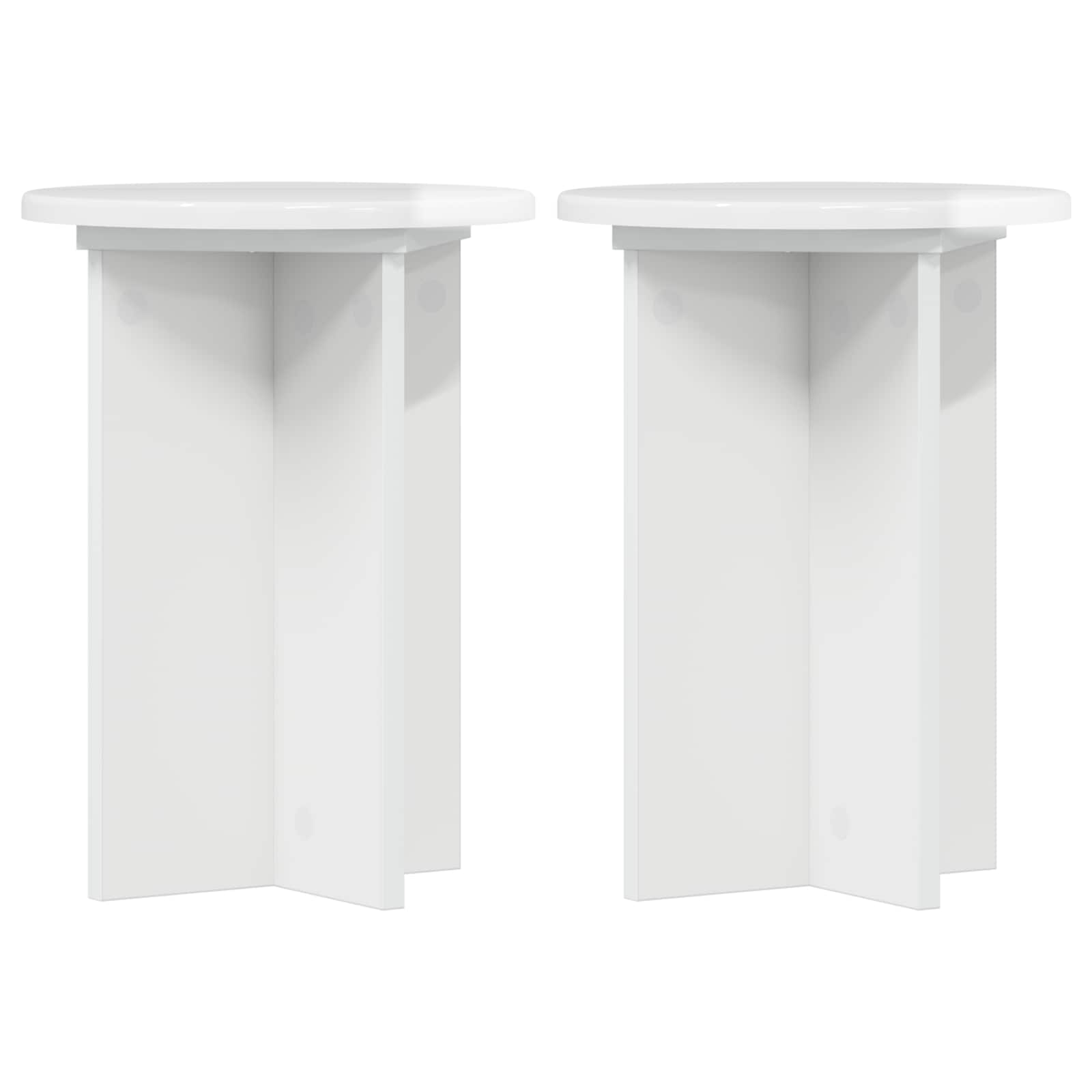 Plantenstandaard 2 pcs Hoogglans Wit Ø29,5 x 40 cm Bewerkt hout is nu te koop bij PeponiXL, paradijselijk wonen!