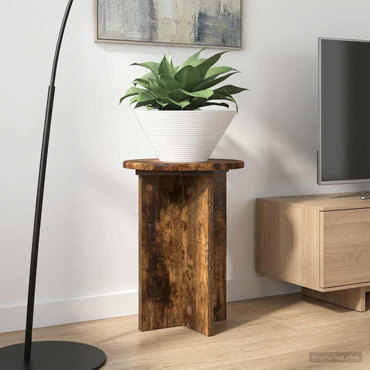 Plantenstandaard 2 pcs Gerookt eiken Ø29,5 x 40 cm Bewerkt hout is nu te koop bij PeponiXL, paradijselijk wonen!