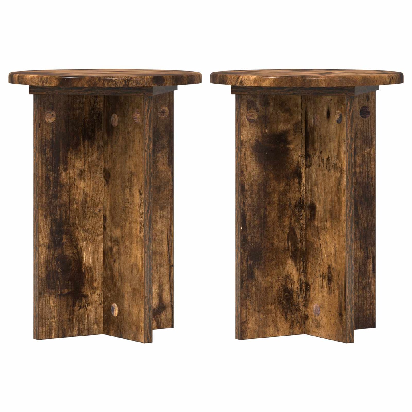 Plantenstandaard 2 pcs Gerookt eiken Ø29,5 x 40 cm Bewerkt hout is nu te koop bij PeponiXL, paradijselijk wonen!