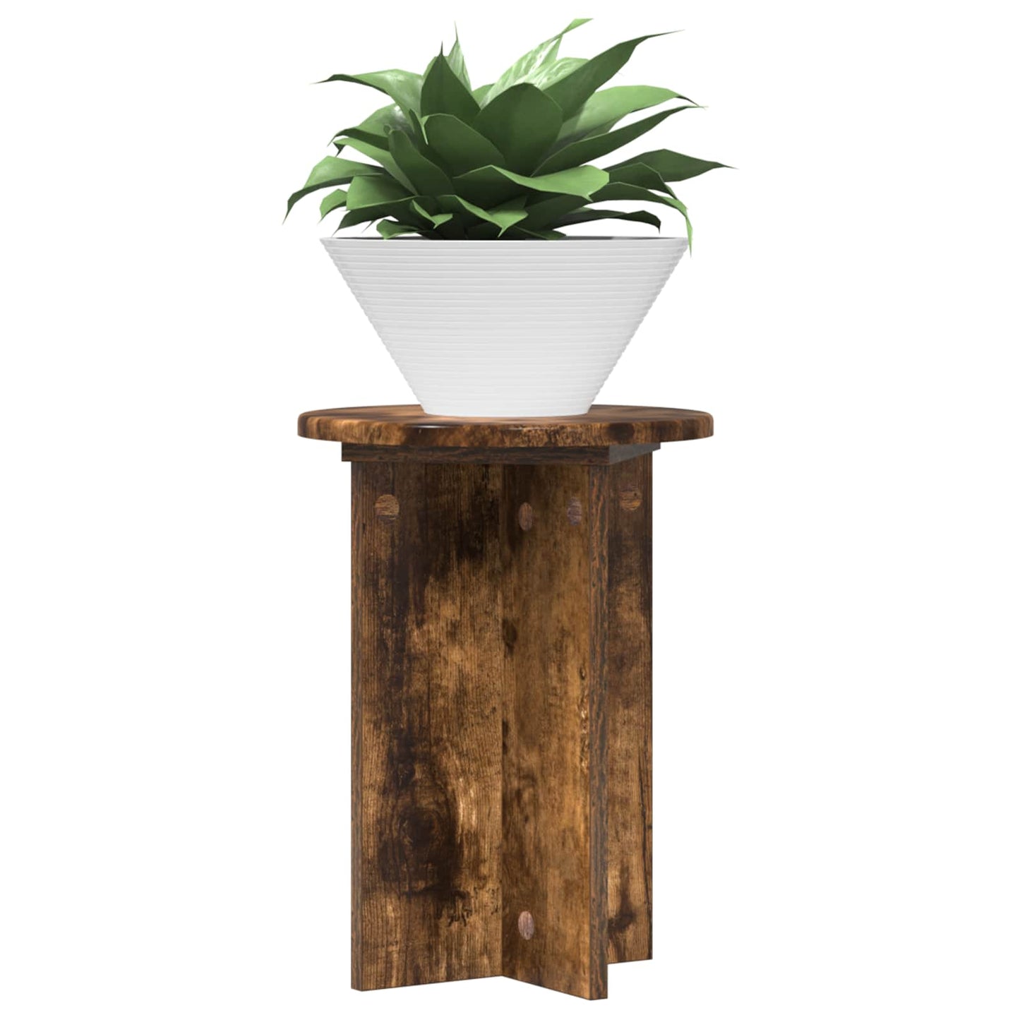 Plantenstandaard 2 pcs Gerookt eiken Ø29,5 x 40 cm Bewerkt hout is nu te koop bij PeponiXL, paradijselijk wonen!