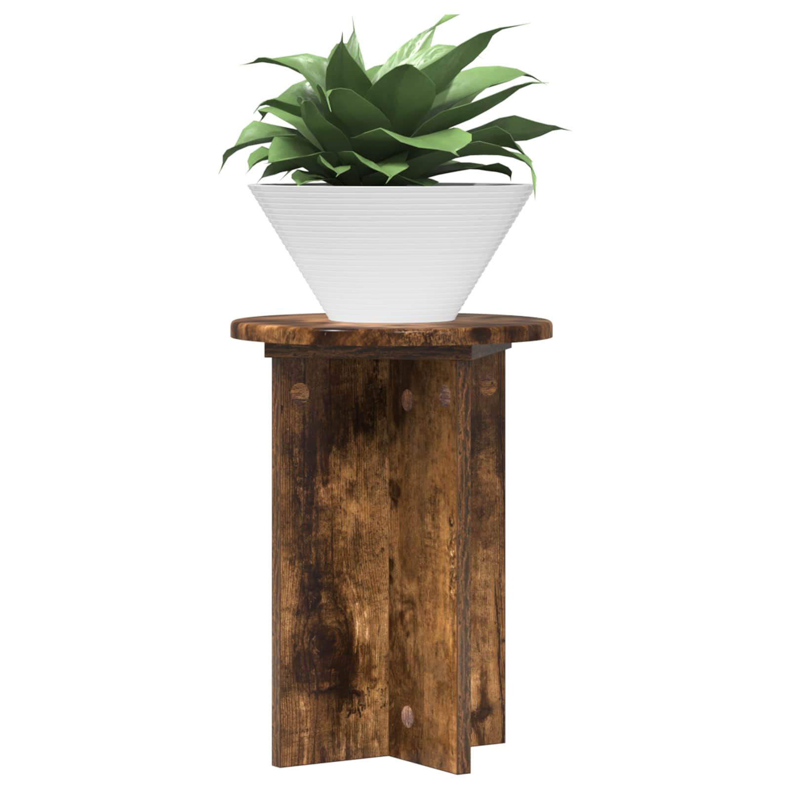 Plantenstandaard 2 pcs Gerookt eiken Ø29,5 x 40 cm Bewerkt hout is nu te koop bij PeponiXL, paradijselijk wonen!