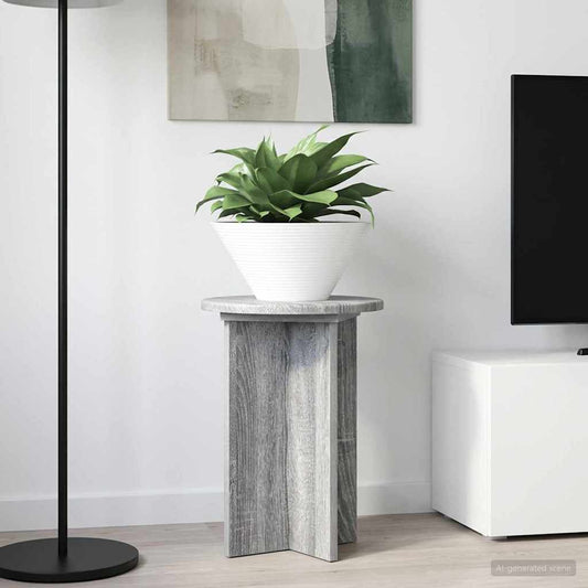 Plantenstandaard 2 pcs Grijs sonoma Ø29,5 x 40 cm Bewerkt hout is nu te koop bij PeponiXL, paradijselijk wonen!