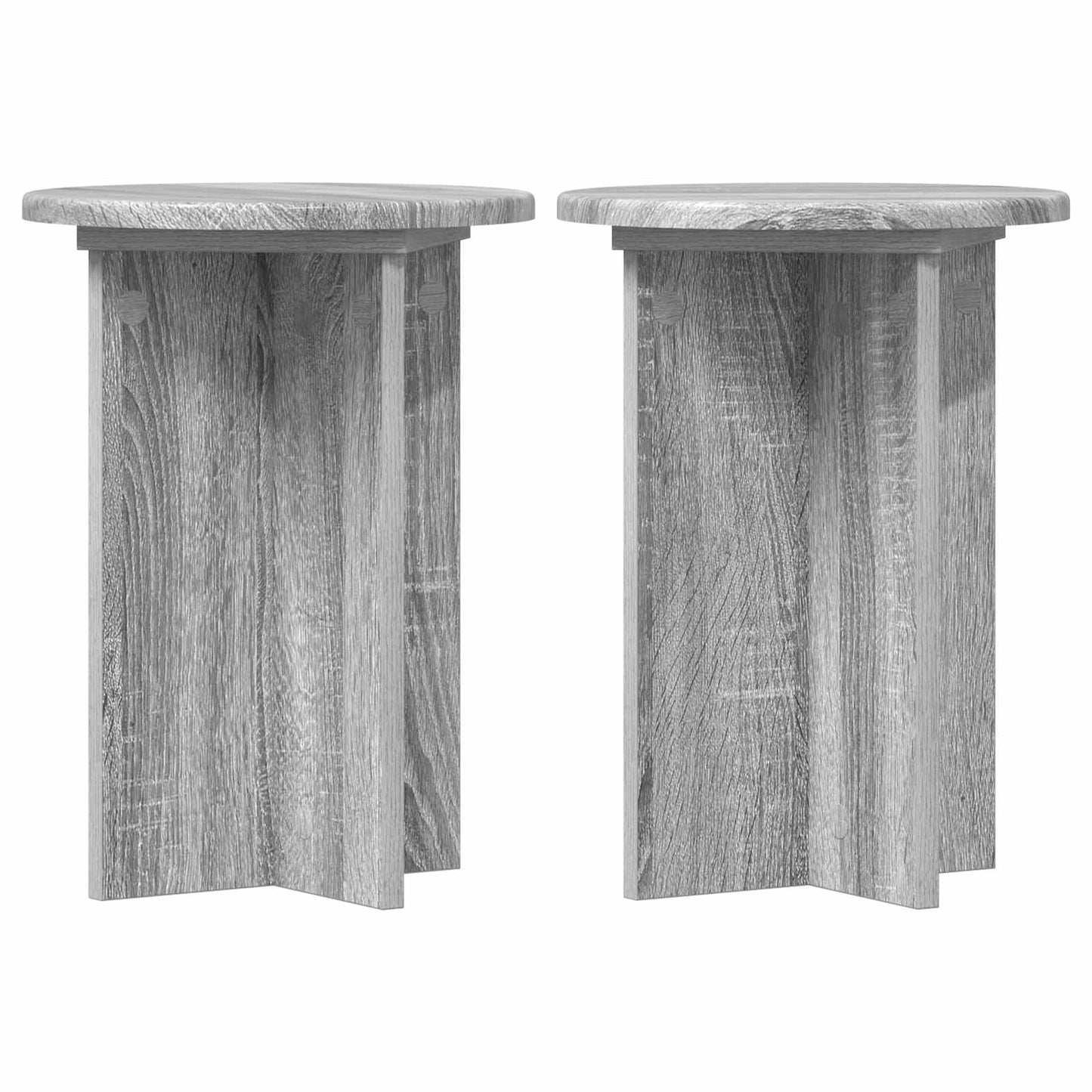 Plantenstandaard 2 pcs Grijs sonoma Ø29,5 x 40 cm Bewerkt hout is nu te koop bij PeponiXL, paradijselijk wonen!