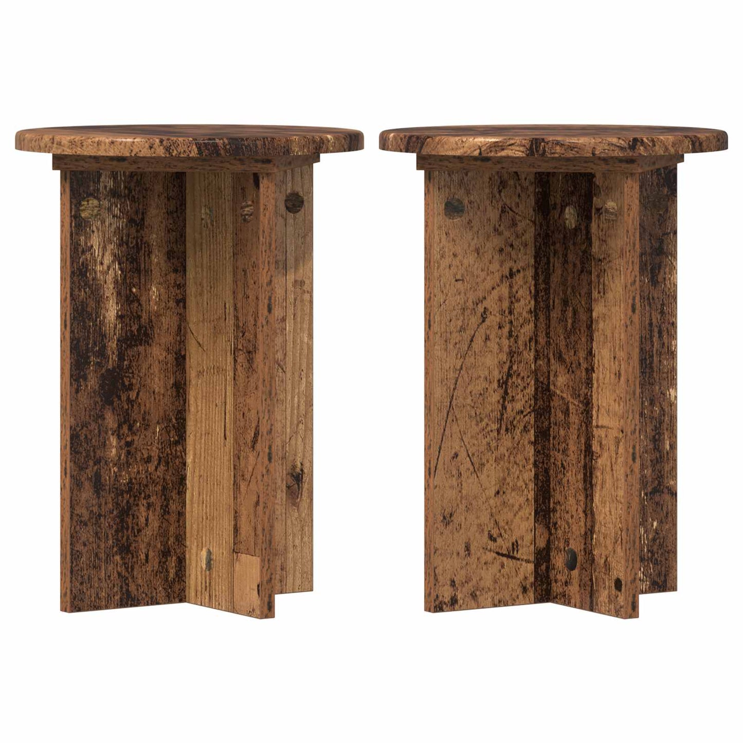 Plantenstandaard 2 pcs Oud hout Ø29,5 x 40 cm Bewerkt hout is nu te koop bij PeponiXL, paradijselijk wonen!