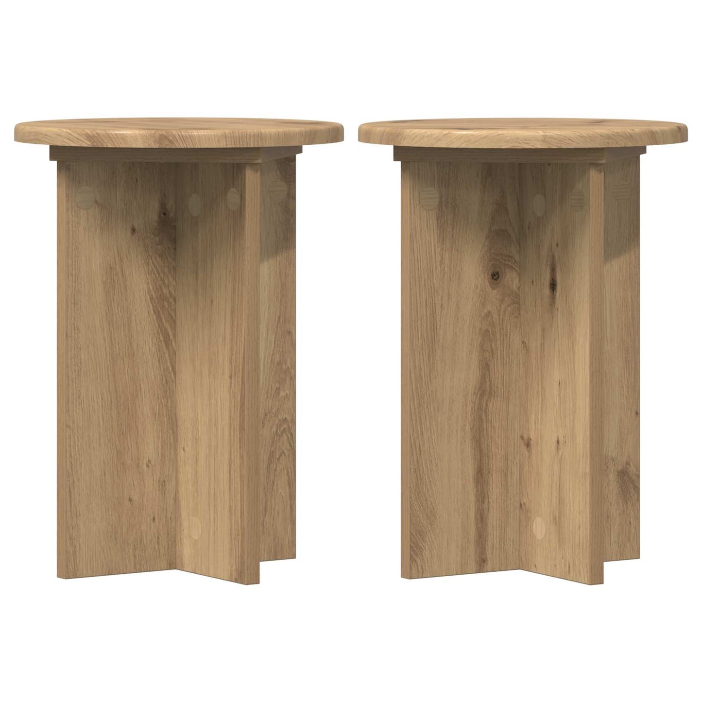 Plantenstandaard 2 pcs Artisanaal eiken Ø29,5 x 40 cm is nu te koop bij PeponiXL, paradijselijk wonen!