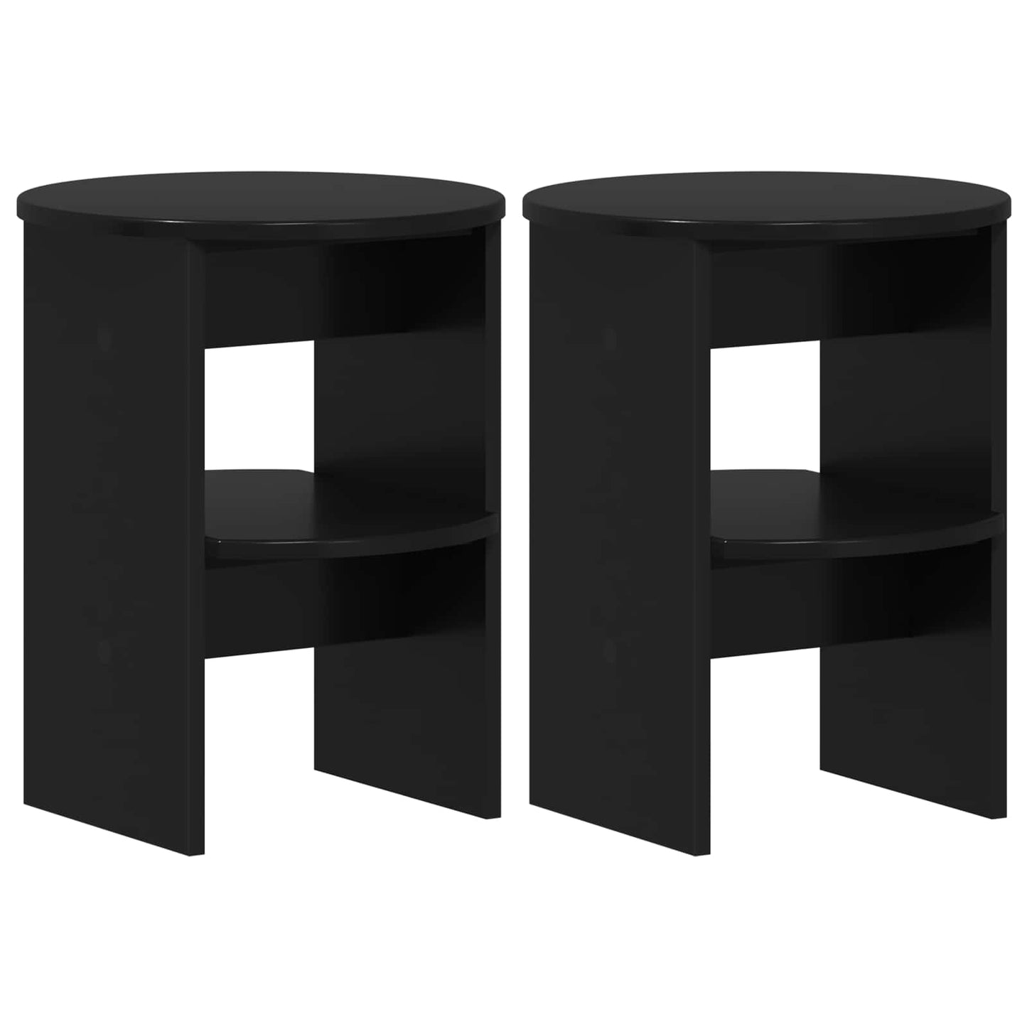 Bijzetkast 2 pcs Zwart Ø40 x 50 cm Geconstrueerd hout is nu te koop bij PeponiXL, paradijselijk wonen!