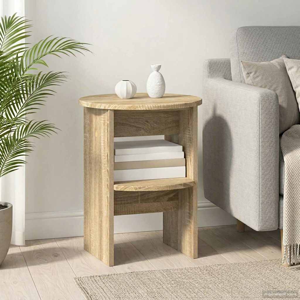 Bijzetkast Sonoma Eiken Ø40 x 50 cm Geconstrueerd hout is nu te koop bij PeponiXL, paradijselijk wonen!