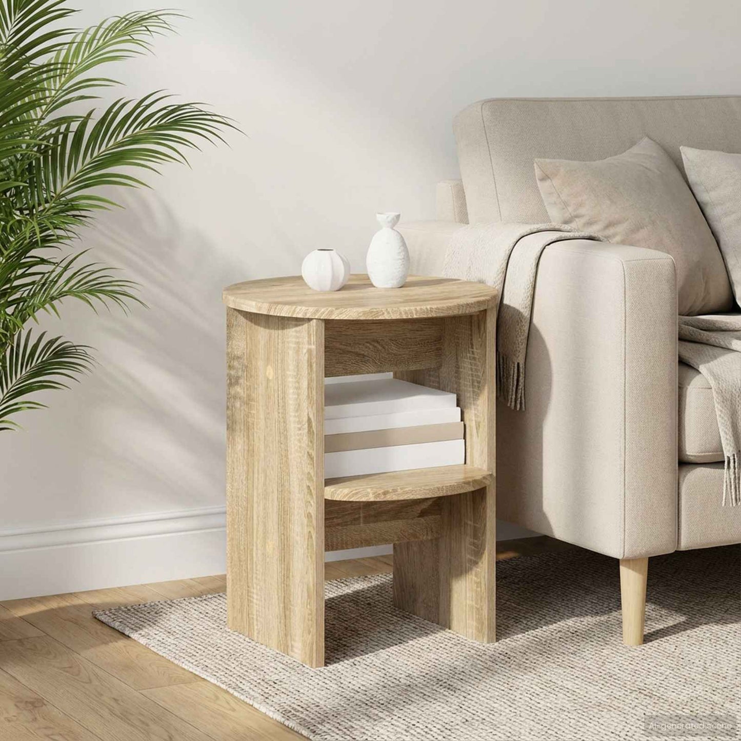 Bijzetkast 2 pcs Sonoma Eiken Ø40 x 50 cm Geconstrueerd hout is nu te koop bij PeponiXL, paradijselijk wonen!