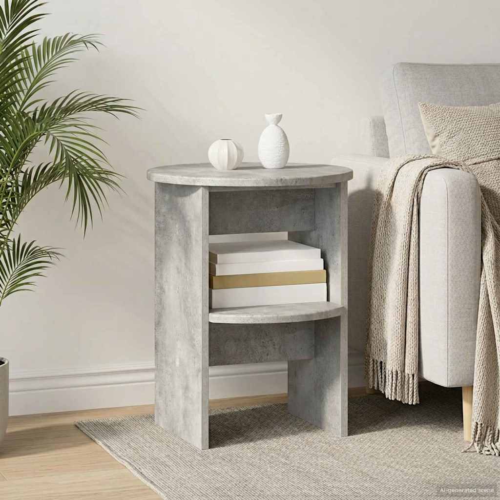 Bijzetkast Beton Grijs Ø40 x 50 cm Geconstrueerd hout is nu te koop bij PeponiXL, paradijselijk wonen!