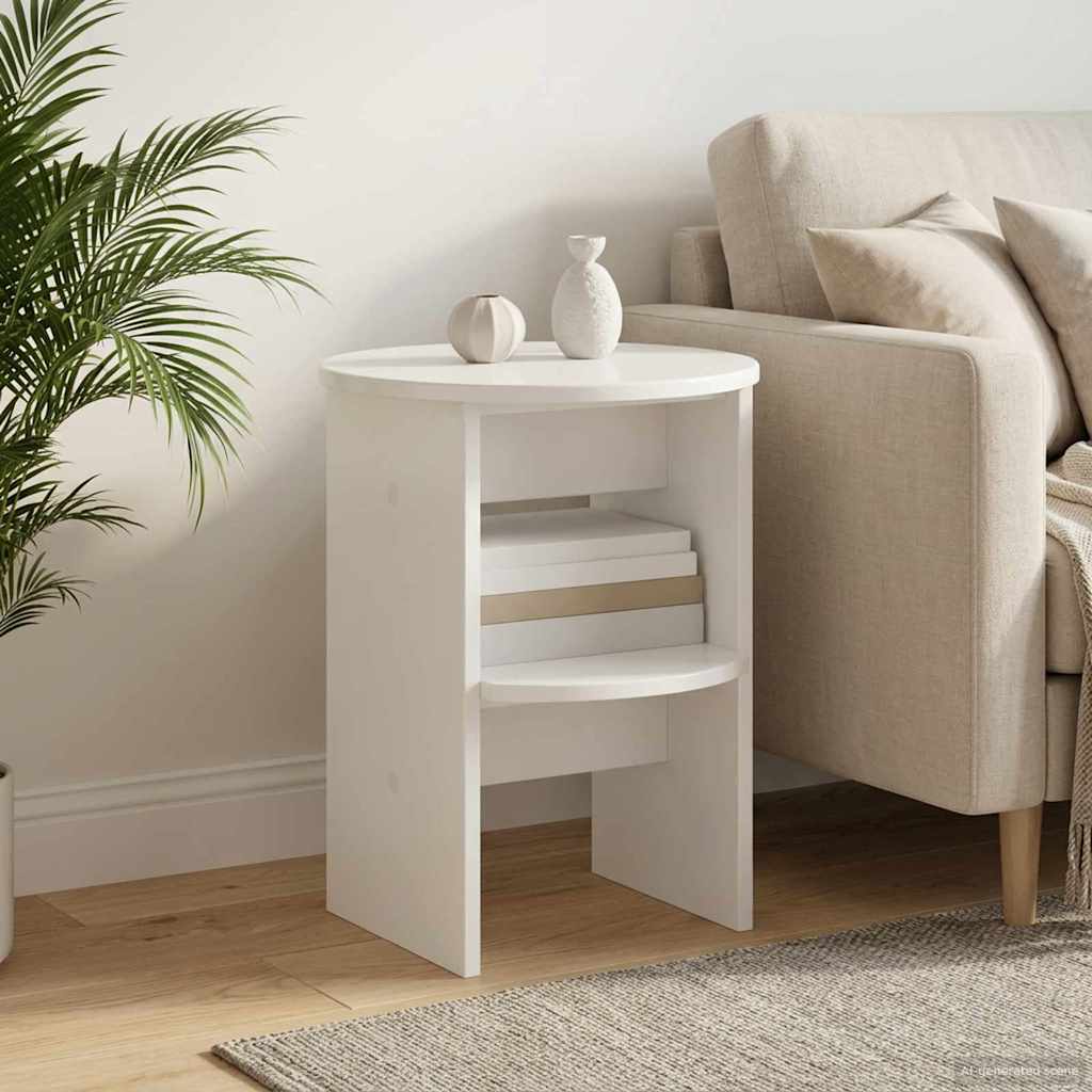 Bijzetkast Hoogglans Wit Ø40 x 50 cm Geconstrueerd hout is nu te koop bij PeponiXL, paradijselijk wonen!