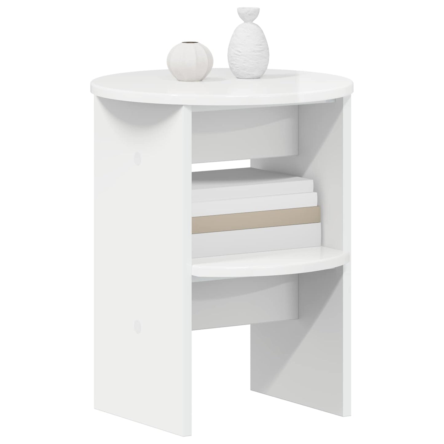 Bijzetkast Hoogglans Wit Ø40 x 50 cm Geconstrueerd hout is nu te koop bij PeponiXL, paradijselijk wonen!