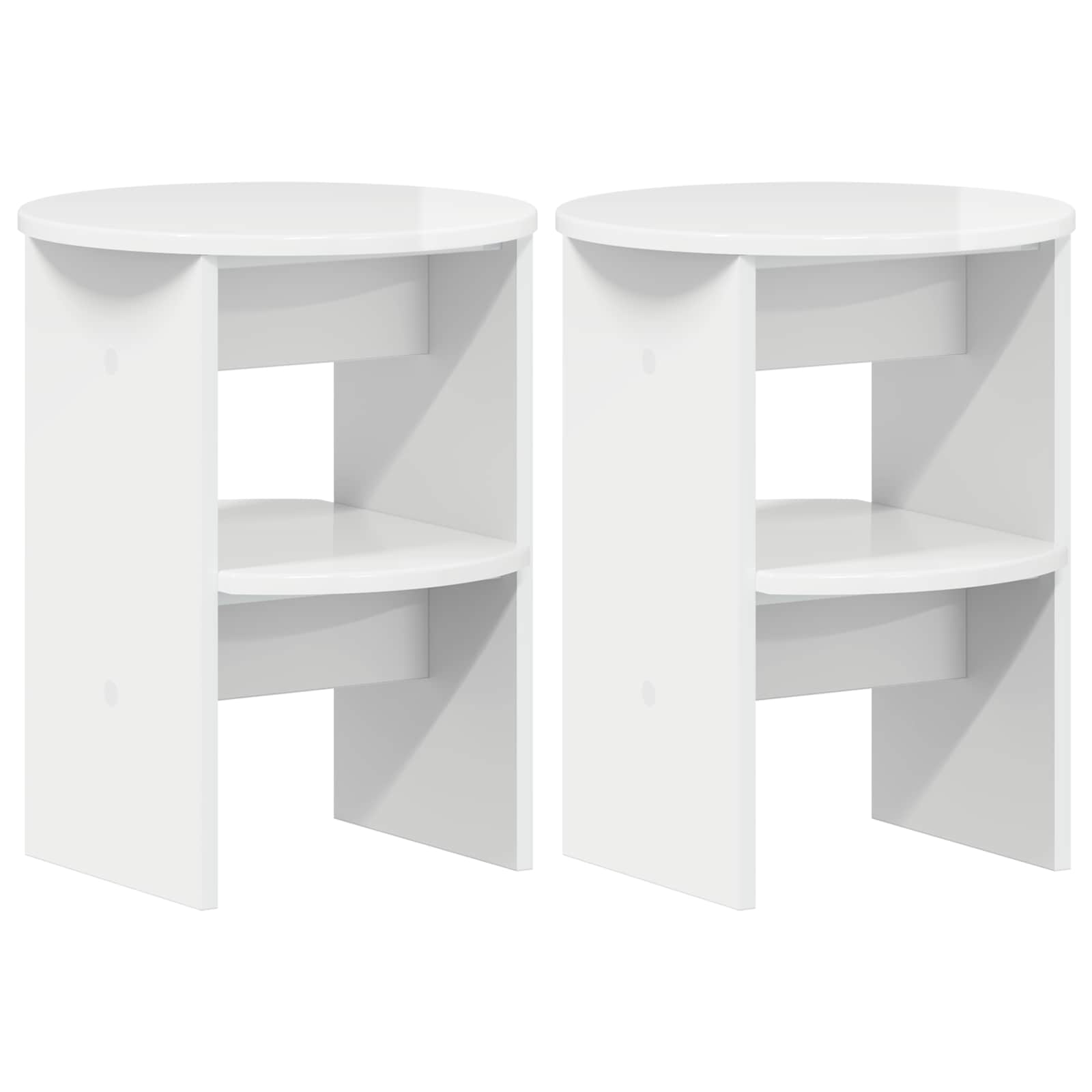 Bijzetkast 2 pcs Hoogglans Wit Ø40 x 50 cm Geconstrueerd hout is nu te koop bij PeponiXL, paradijselijk wonen!