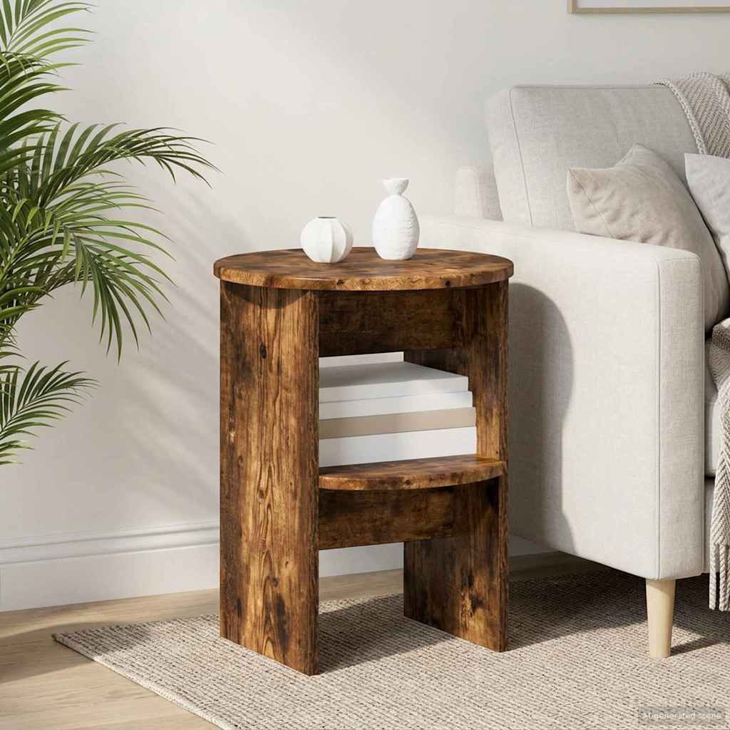 Bijzetkast Gerookte Eik Ø40 x 50 cm Geconstrueerd hout is nu te koop bij PeponiXL, paradijselijk wonen!