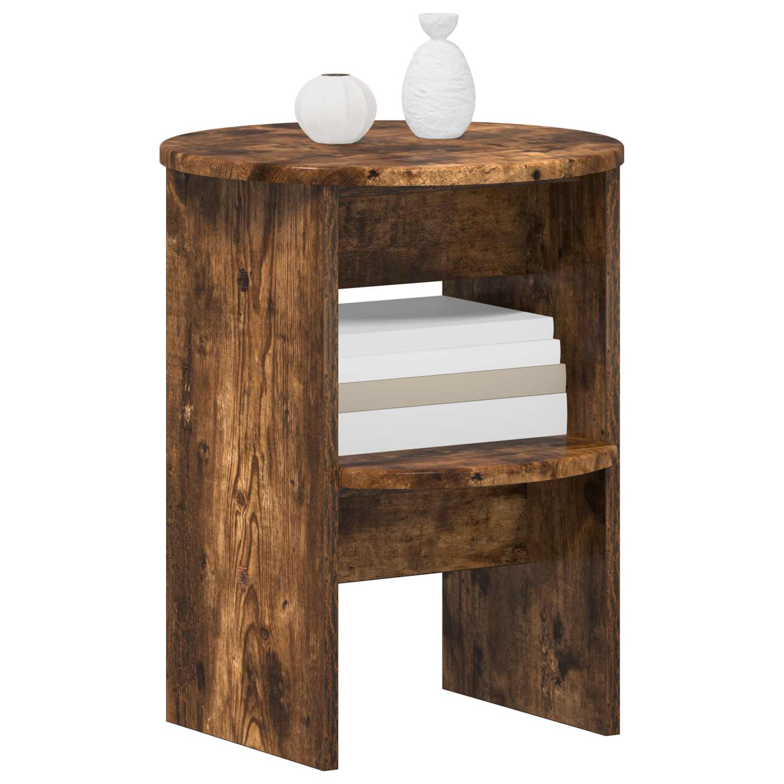 Bijzetkast Gerookte Eik Ø40 x 50 cm Geconstrueerd hout is nu te koop bij PeponiXL, paradijselijk wonen!