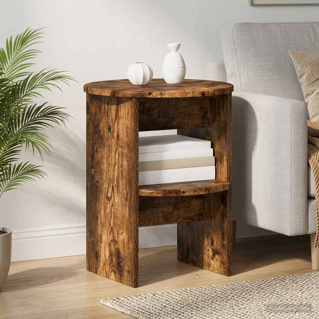 Bijzetkast 2 pcs Gerookte Eik Ø40 x 50 cm Geconstrueerd hout is nu te koop bij PeponiXL, paradijselijk wonen!