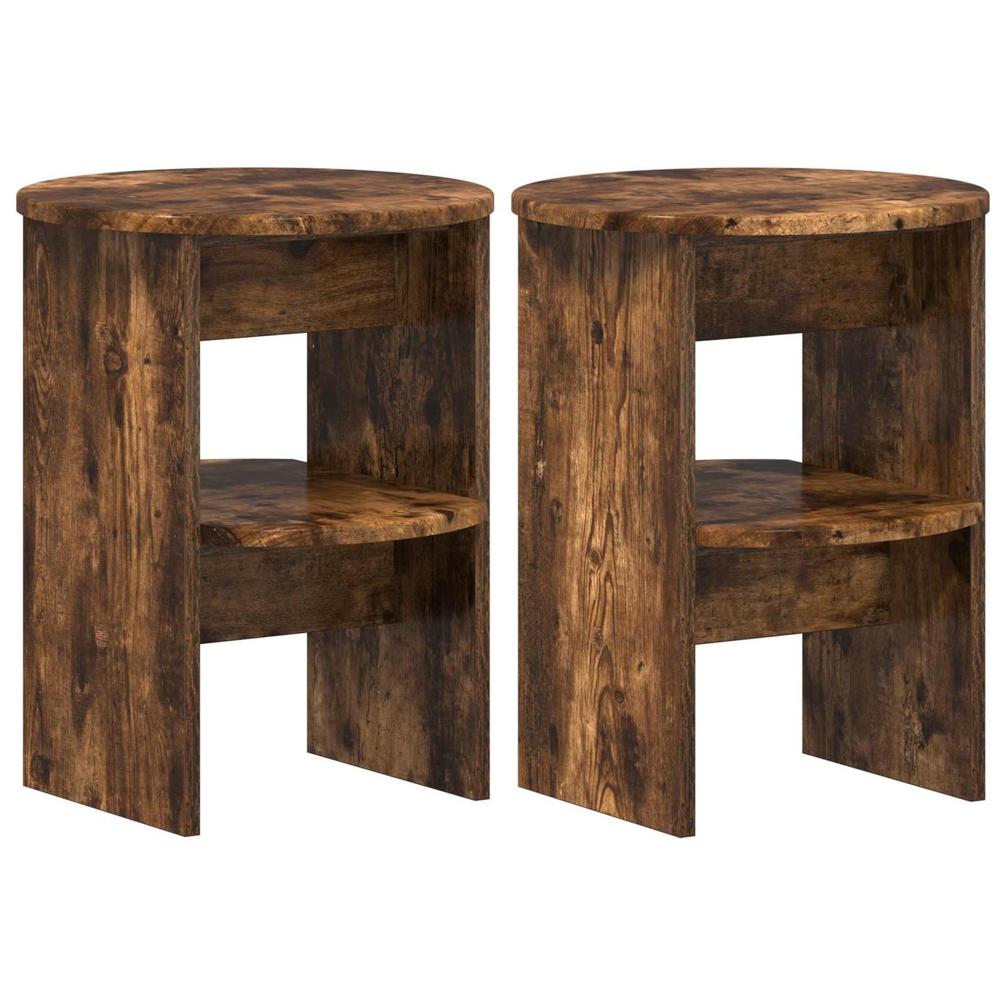 Bijzetkast 2 pcs Gerookte Eik Ø40 x 50 cm Geconstrueerd hout is nu te koop bij PeponiXL, paradijselijk wonen!