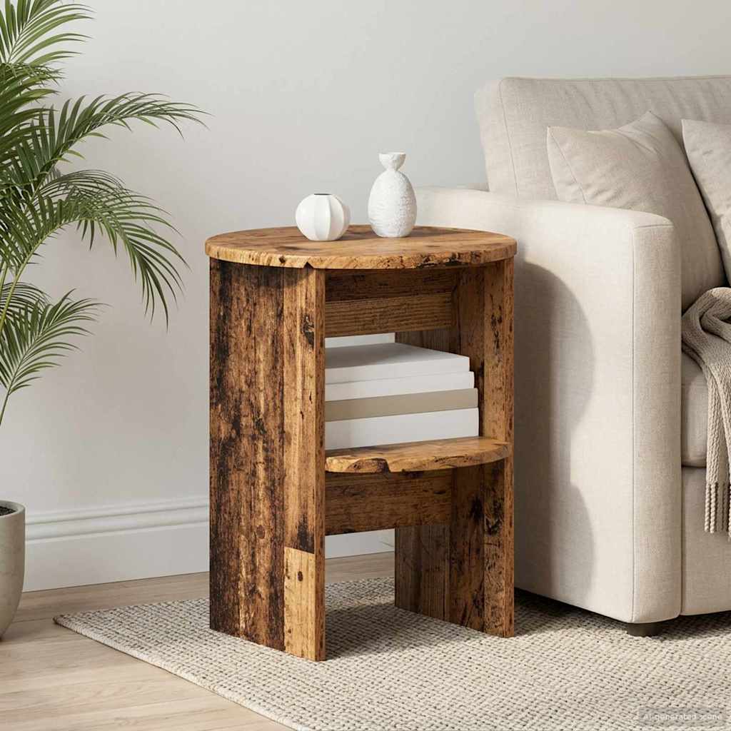 Bijzetkast Oudhout Ø40 x 50 cm Geconstrueerd hout is nu te koop bij PeponiXL, paradijselijk wonen!