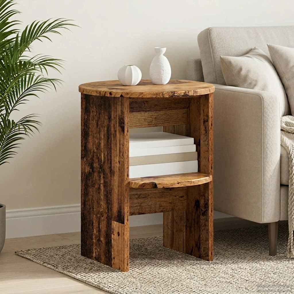 Bijzetkast 2 pcs Oudhout Ø40 x 50 cm Geconstrueerd hout is nu te koop bij PeponiXL, paradijselijk wonen!