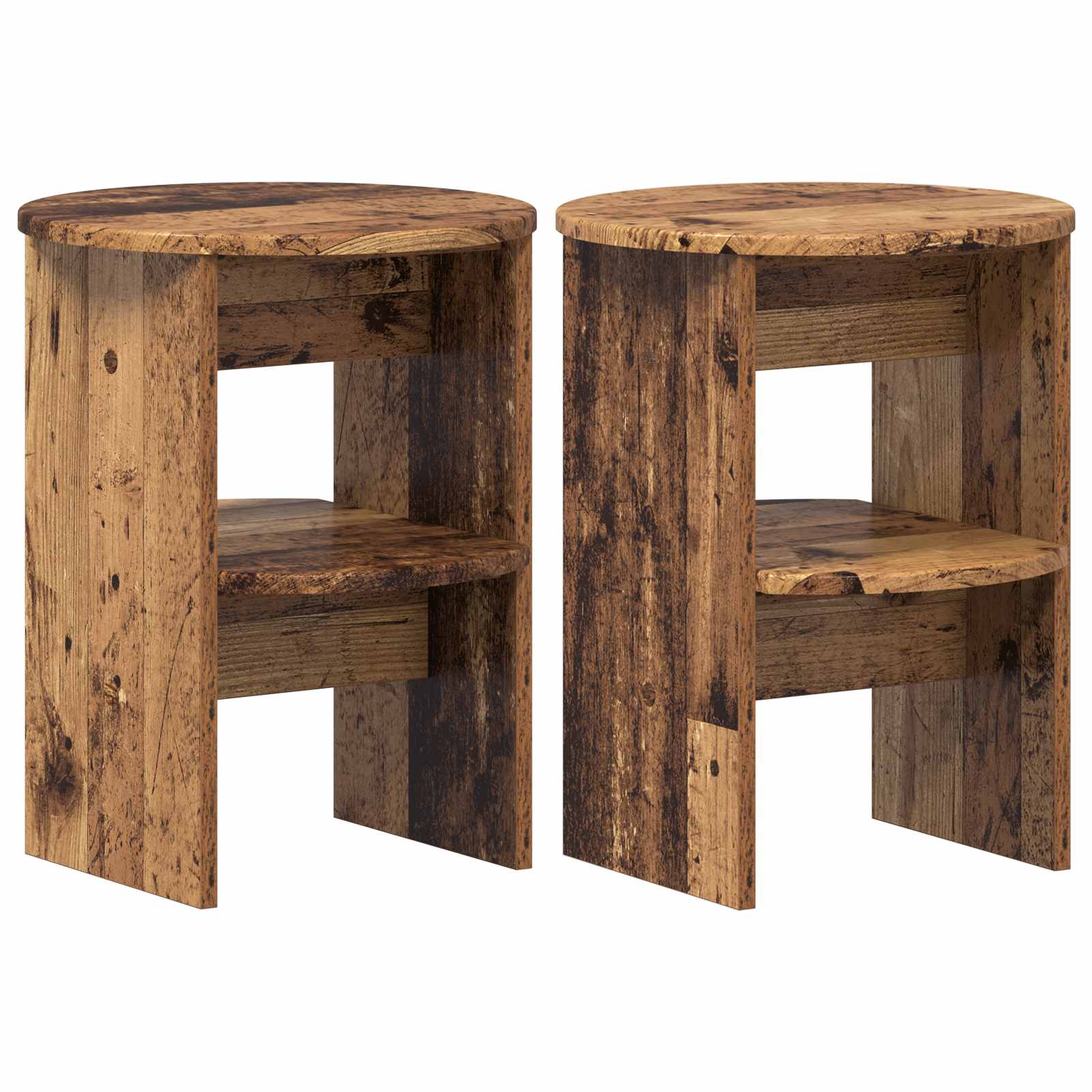 Bijzetkast 2 pcs Oudhout Ø40 x 50 cm Geconstrueerd hout is nu te koop bij PeponiXL, paradijselijk wonen!