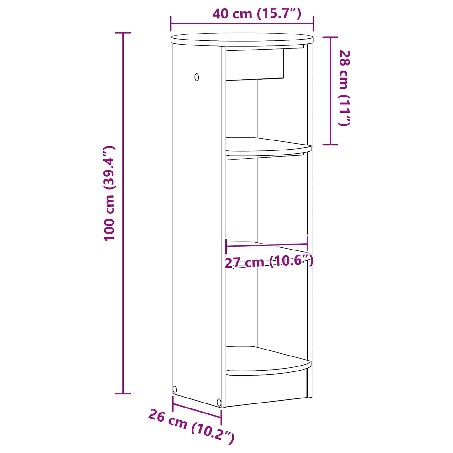 Bijzetkast Zwart 40 x 40 x 100 cm Geconstrueerd hout is nu te koop bij PeponiXL, paradijselijk wonen!
