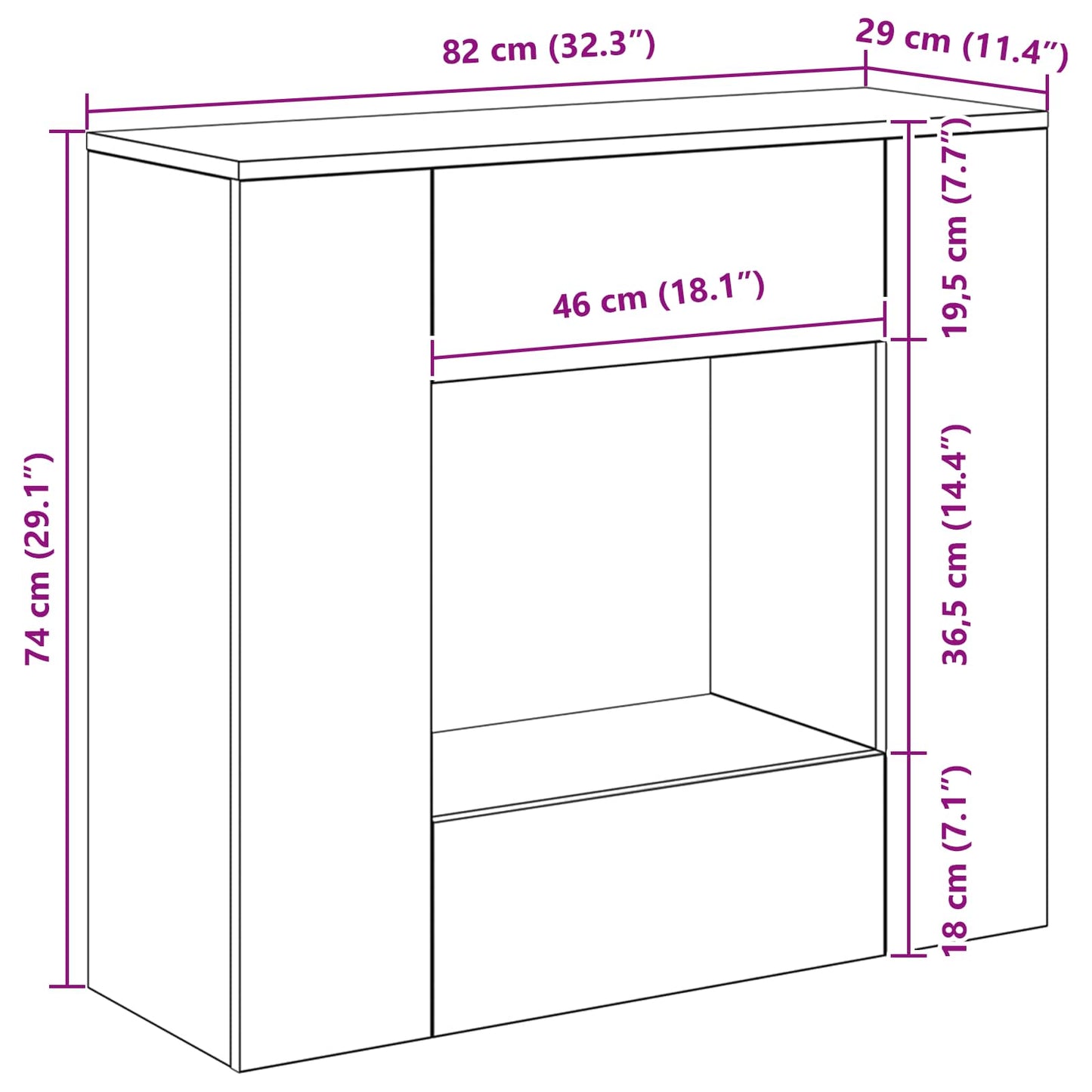 82 x 29 x 74 cm is nu te koop bij PeponiXL, paradijselijk wonen!