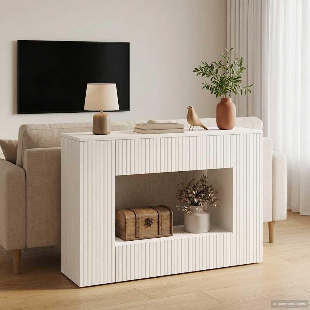 Wandtafel Gestreept Wit 101 x 29 x 74 cm Geconstrueerd hout is nu te koop bij PeponiXL, paradijselijk wonen!