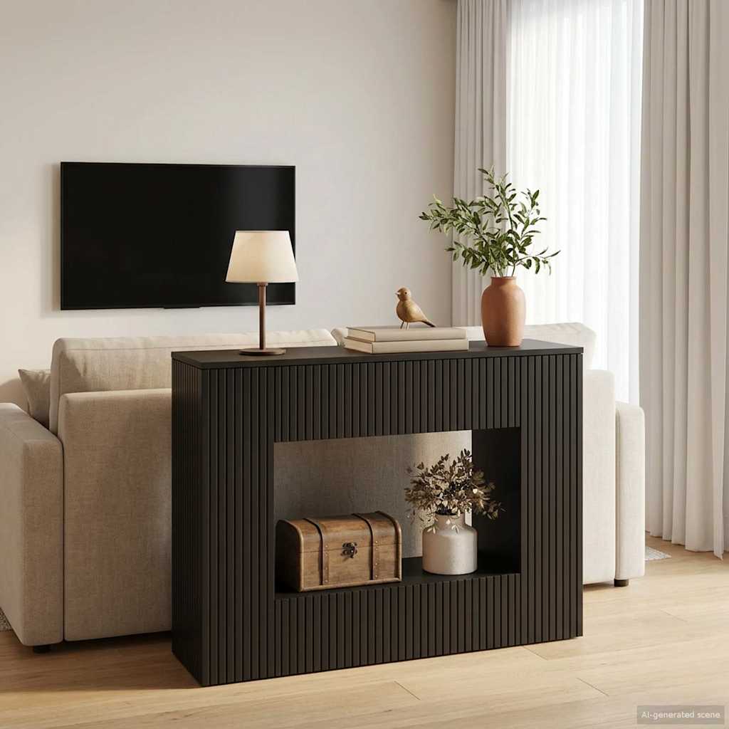 Wandtafel Gestreept Zwart 101 x 29 x 74 cm Geconstrueerd hout is nu te koop bij PeponiXL, paradijselijk wonen!