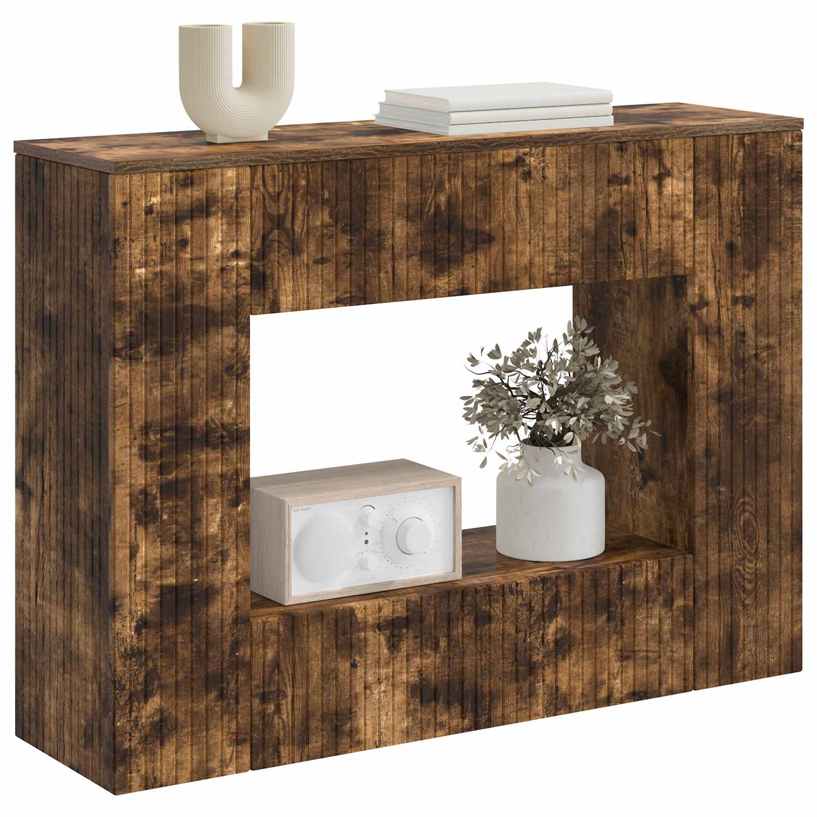 Wandtafel Gerookte Eik 101 x 29 x 74 cm Geconstrueerd hout is nu te koop bij PeponiXL, paradijselijk wonen!