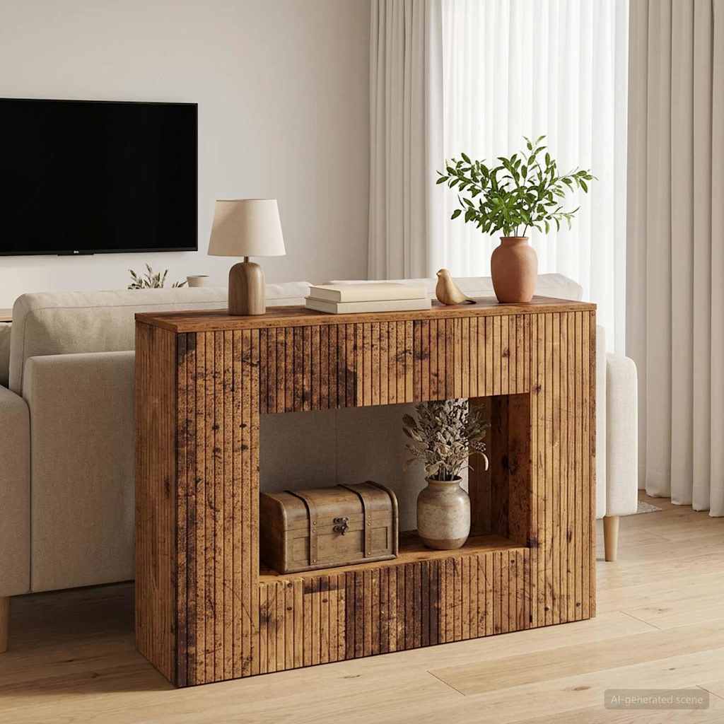 Wandtafel Gestreept Oudhout 101 x 29 x 74 cm Geconstrueerd hout is nu te koop bij PeponiXL, paradijselijk wonen!