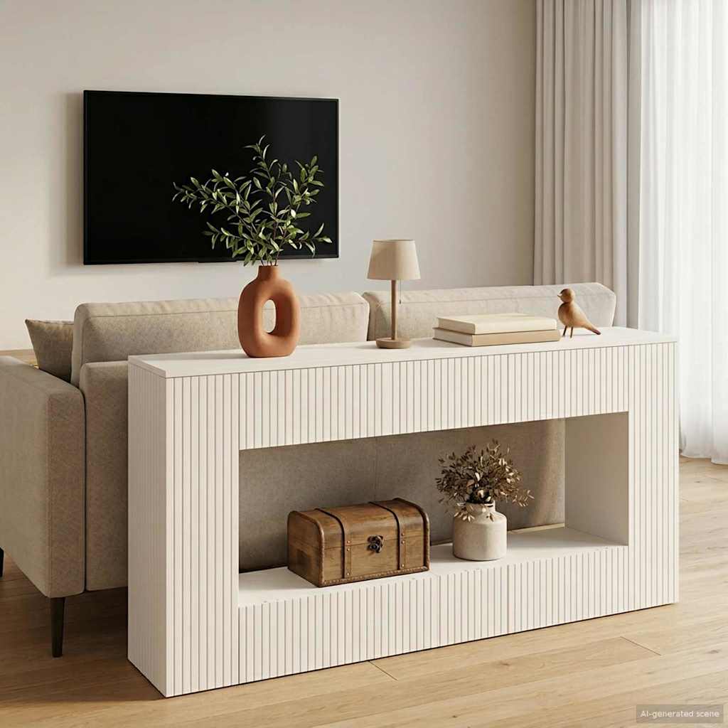 Wandtafel Gestreept Wit 155 x 29 x 74 cm Geconstrueerd hout is nu te koop bij PeponiXL, paradijselijk wonen!