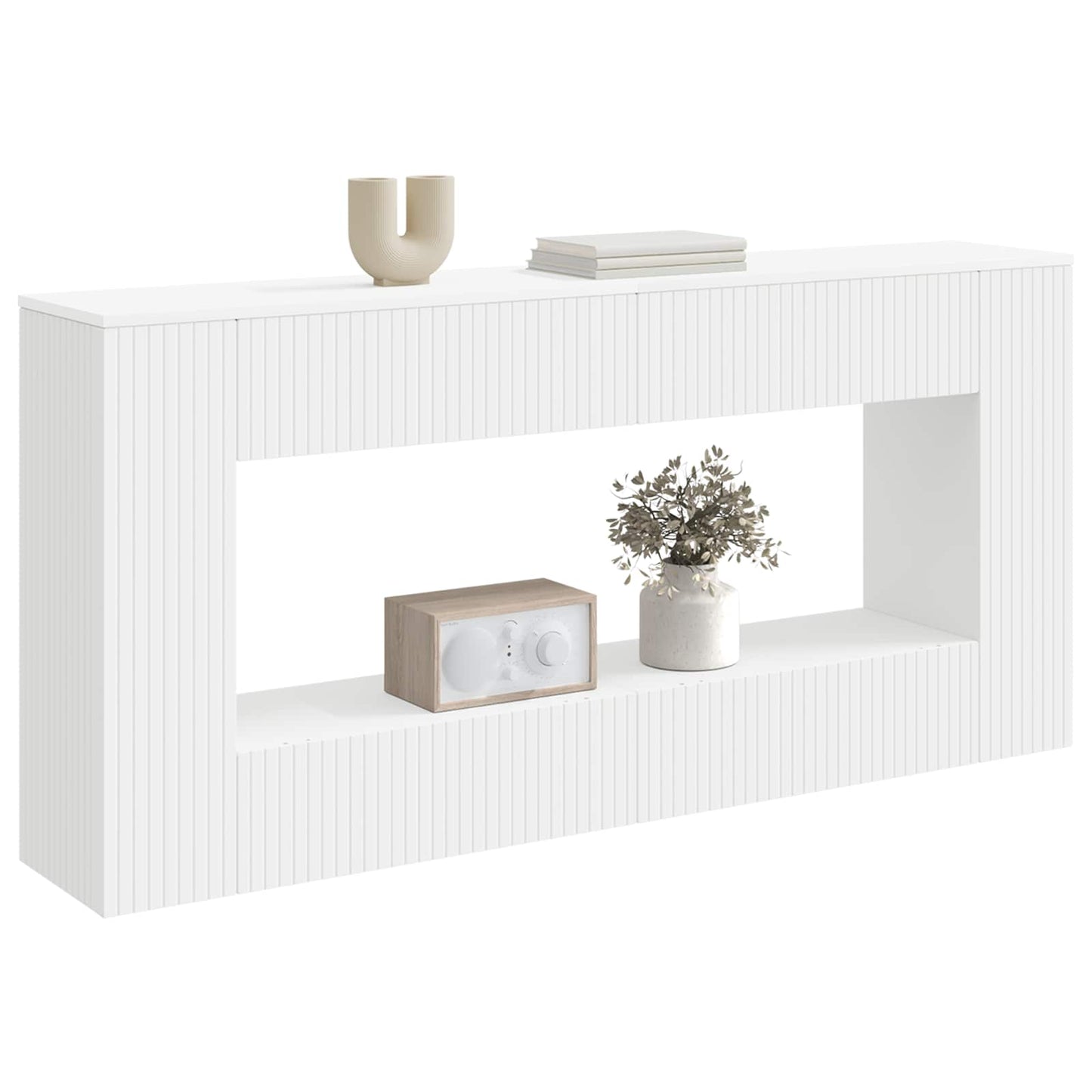 Wandtafel Gestreept Wit 155 x 29 x 74 cm Geconstrueerd hout is nu te koop bij PeponiXL, paradijselijk wonen!