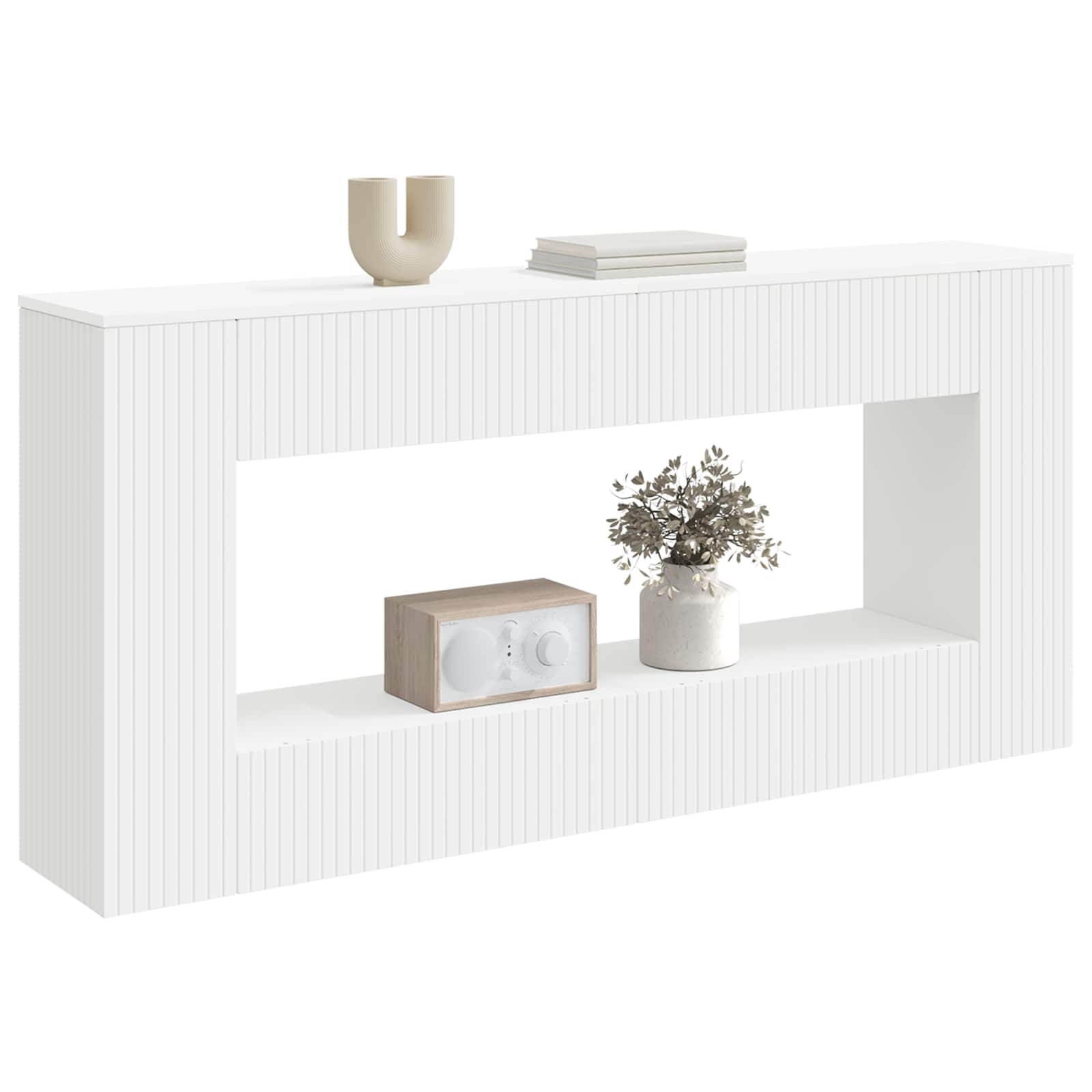 Wandtafel Gestreept Wit 155 x 29 x 74 cm Geconstrueerd hout is nu te koop bij PeponiXL, paradijselijk wonen!