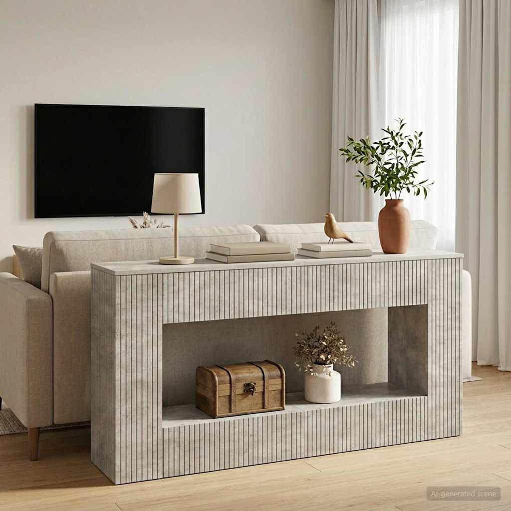 Wandtafel Beton Grijs 155 x 29 x 74 cm Geconstrueerd hout is nu te koop bij PeponiXL, paradijselijk wonen!