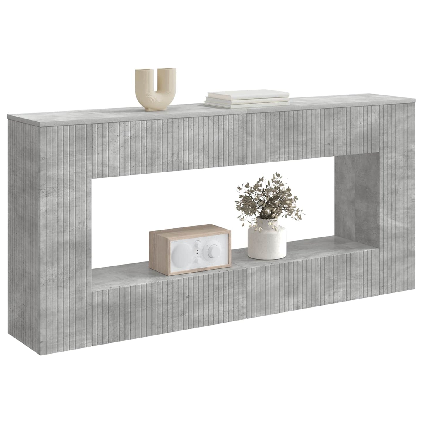 Wandtafel Beton Grijs 155 x 29 x 74 cm Geconstrueerd hout is nu te koop bij PeponiXL, paradijselijk wonen!