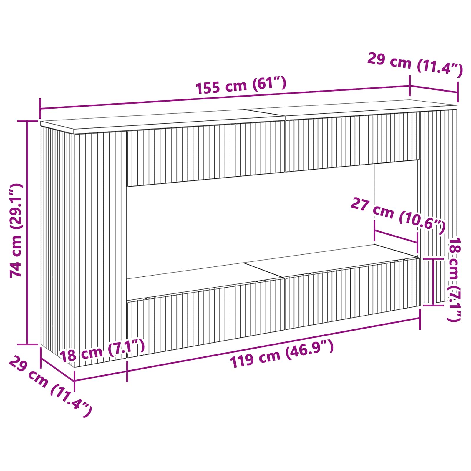 Wandtafel Hoogglans Wit 155 x 29 x 74 cm Geconstrueerd hout is nu te koop bij PeponiXL, paradijselijk wonen!