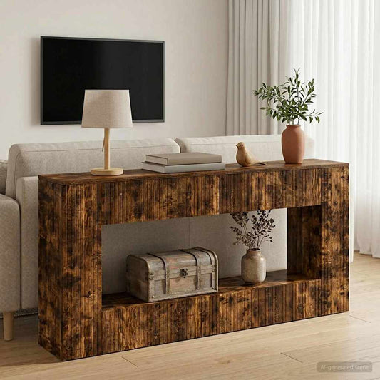 Wandtafel Gerookte Eik 155 x 29 x 74 cm Geconstrueerd hout is nu te koop bij PeponiXL, paradijselijk wonen!