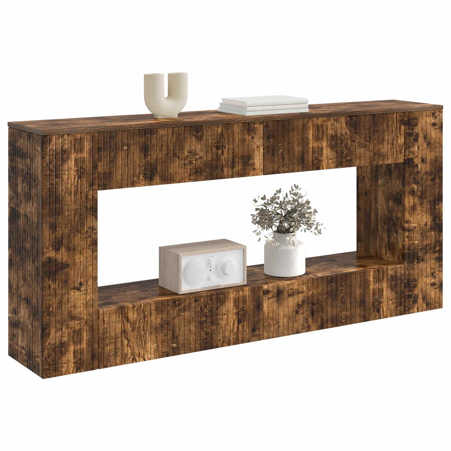 Wandtafel Gerookte Eik 155 x 29 x 74 cm Geconstrueerd hout is nu te koop bij PeponiXL, paradijselijk wonen!
