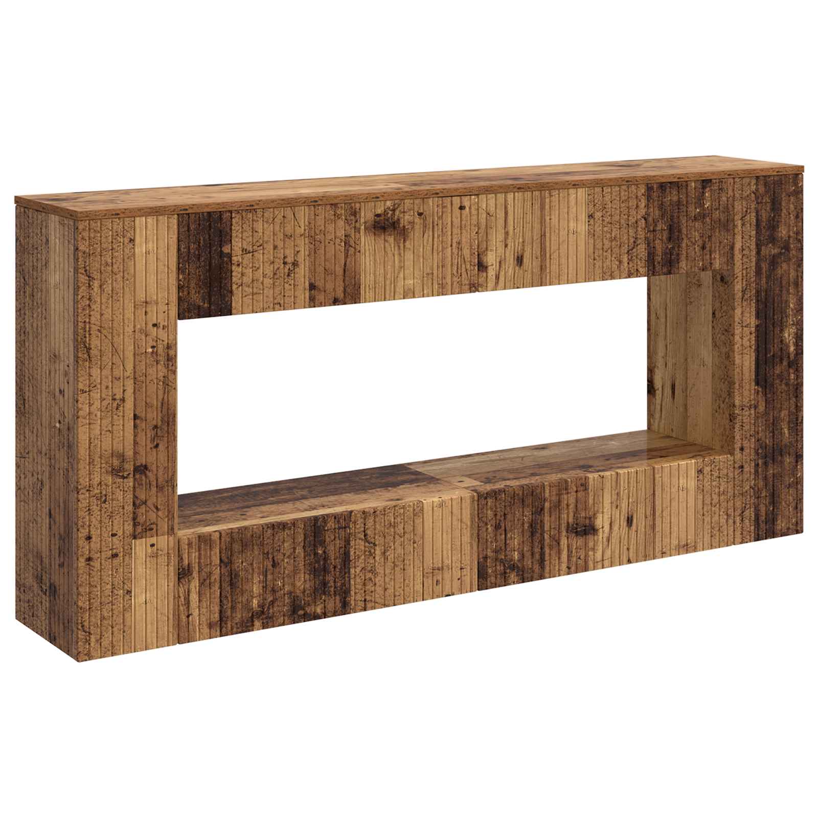 Wandtafel Gestreept Oudhout 155 x 29 x 74 cm Geconstrueerd hout is nu te koop bij PeponiXL, paradijselijk wonen!