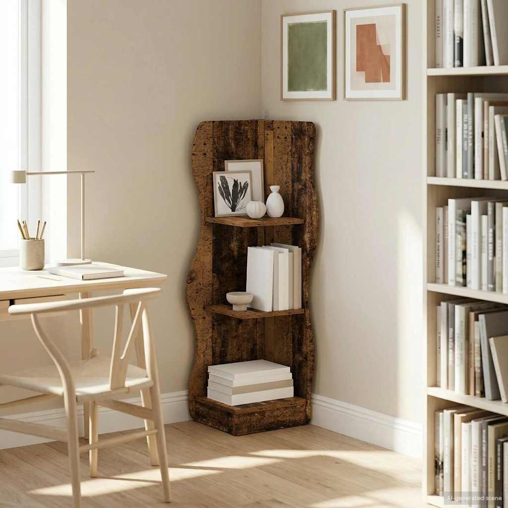 Hoekplank met plank Oud hout 34 x 33 x 102 cm Bewerkt hout is nu te koop bij PeponiXL, paradijselijk wonen!