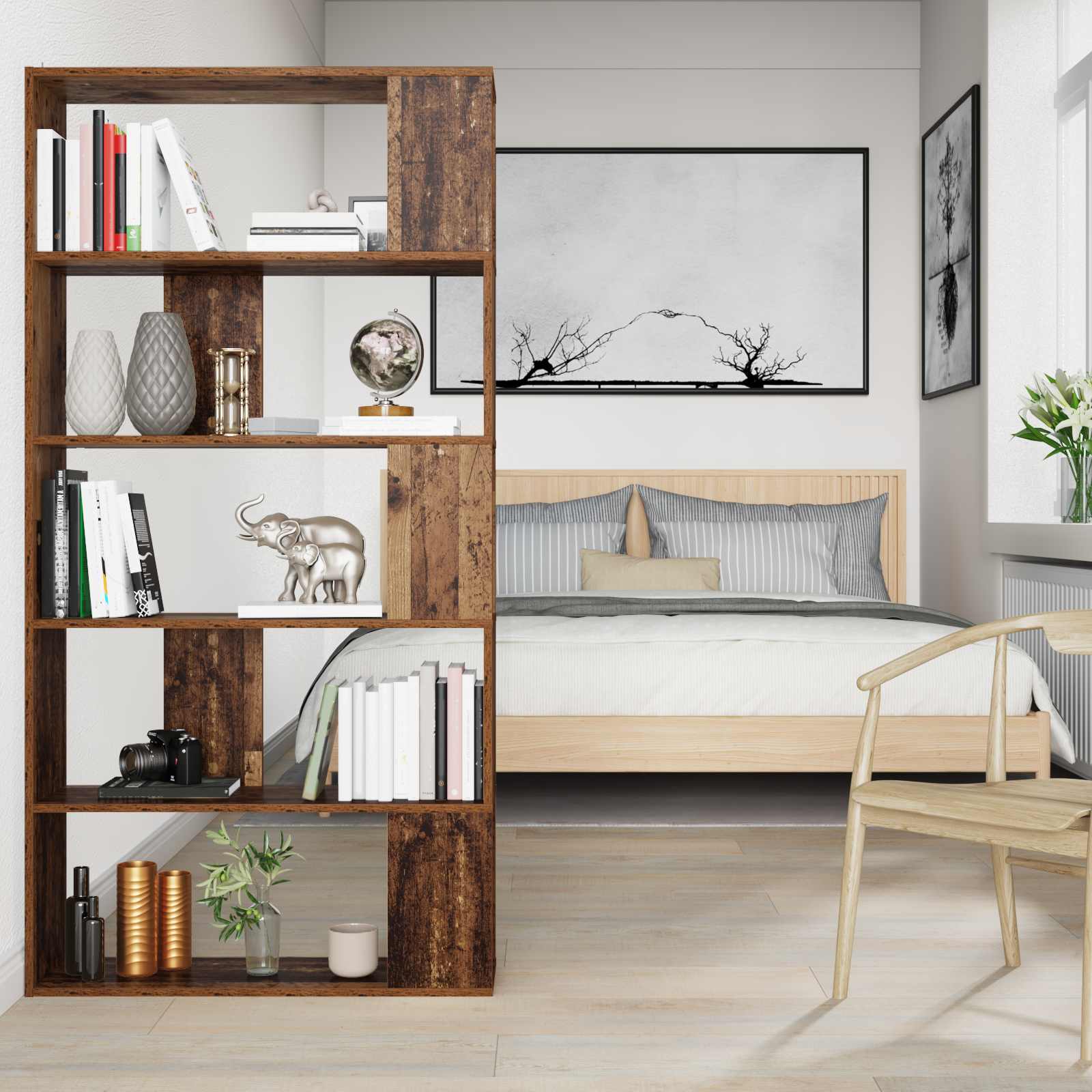 Boekenkast Oudhout 80 x 24 x 159 cm Bewerkt hout is nu te koop bij PeponiXL, paradijselijk wonen!